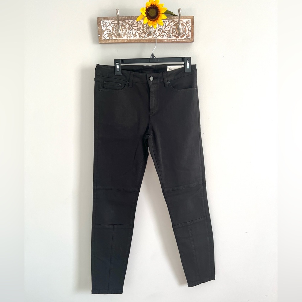 TWO BY VINCE CAMUTO Women’s Black Skinny Jeans Moto Panel Detail Size 29